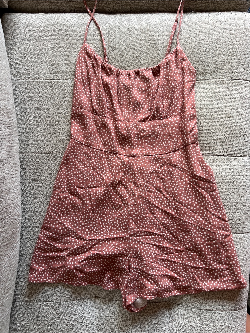 Abercrombie Polka Dot Rust Spaghetti Strap Romper size XS